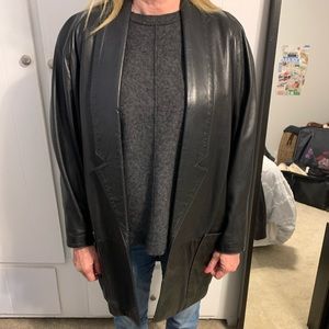 Oversized Long Leather Jacket